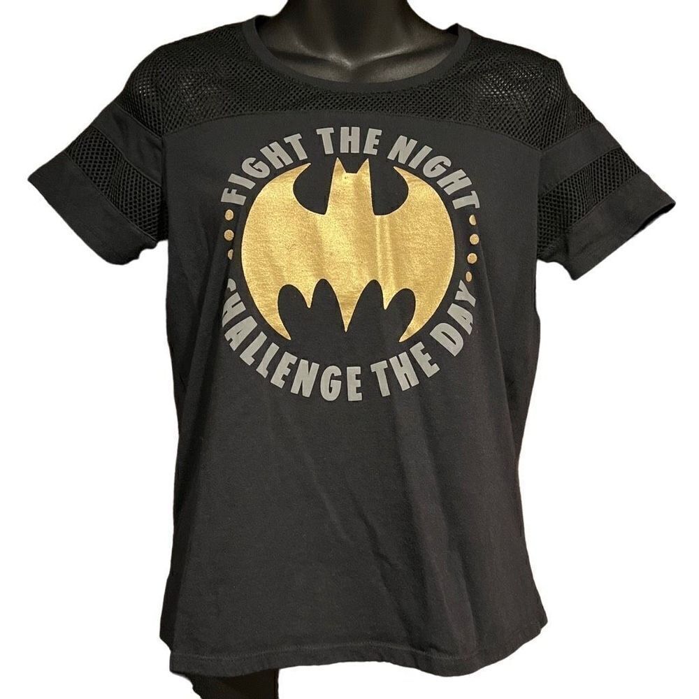 DC Comics Batman Black Mesh Football Jersey Shirt Junior’s Small